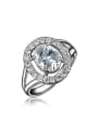 thumb 18K White Gold Plated Oval Shaped Zircon Women Ring 0