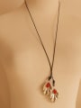 thumb Vintage Leaf Shaped Red Beads Necklace 3