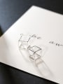 thumb Personalized Solid Square Silver Earrings 2
