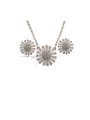 thumb Copper With Cubic Zirconia Delicate Flower Earrings And Necklaces 2 Piece Jewelry Set 2