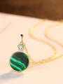 thumb Sterling Silver Plated 18K-gold Round Malachite Necklace 2