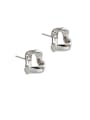 thumb 925 Sterling Silver With Gold Plated Simplistic Hollow Geometric Stud Earrings 4