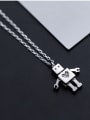 thumb 925 Sterling Silver With Silver Plated Personality robot Necklaces 1