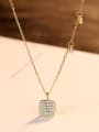 thumb Sterling silver inlaid with 3A zircon square Necklace 2