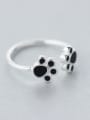 thumb S925 silver fashion cute black cat claw opening ring 2