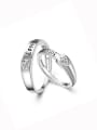 thumb 925 Sterling Silver With  Cubic Zirconia Simplistic Monogrammed  lovers Free Size Rings 0