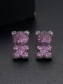 thumb Copper With Cubic Zirconia  Fashion Animal Bear Cluster Earrings 1