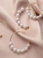 thumb 925 Sterling Silver With Artificial Pearl Trendy Charm Hoop Earrings 2