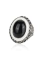 thumb Retro style Antique Silver Plated Black Resin stone Alloy Ring 0
