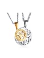 thumb Personalized Hollow Moon Sun Titanium Lovers Necklace 0