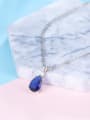 thumb Charming Blue Water Drop Shaped Glass Necklace 1
