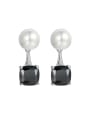 thumb Copper Alloy White Gold Plated Pearl Zircon Creative Multiuse stud Earring 0