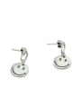thumb Vintage Sterling Silver With Antique Silver Plated Simplistic Retro Smiley  Drop Earrings 3