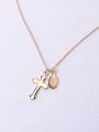 thumb Titanium With Rose Gold Plated Simplistic Cross Necklaces 0