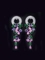thumb Colorful Flower-shape Zircons White Gold Plated Drop Earrings 0