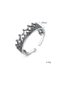 thumb Sterling Silver Vintage crown lace  free size ring 3