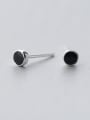 thumb S925 Simple Round Black Classic Glue Stud cuff earring 0