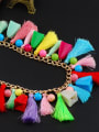 thumb Ethnic Exaggerated Colorful Chinlon Tassels Resin Beads Alloy Necklace 1