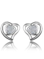 thumb Fashion Heart Cubic Zirconais 925 Silver Stud Earrings 0