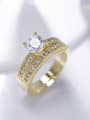 thumb Copper Gold Plated Round Shaped Zircon Ring Set 2