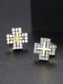 thumb Copper With  Cubic Zirconia  Simplistic Cross Stud Earrings 3
