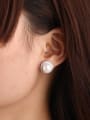 thumb Freshwater Pearl Zircon Round stud Earring 1