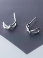 thumb 925 Sterling Silver With Silver Plated Simplistic Bowknot Stud Earrings 0