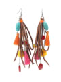 thumb Retro Style Colorful Long Tassel Drop Earrings 1