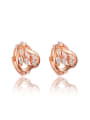 thumb Rose Gold Plated Heart Shaped Zircon Clip Earrings 0