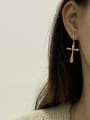 thumb 925 Sterling Silver With Gold Plated Simplistic Cross Clip On Earrings 1
