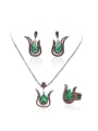 thumb Retro style Green Resin stone Red Crystals Alloy Three Pieces Jewelry Set 0