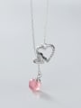 thumb 925 Sterling Silver With Platinum Plated Simplistic Hollow Heart Locket Necklace 2