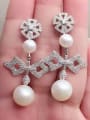 thumb Freshwater Pearl Zircon Geometrical Chandelier earring 2