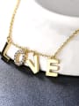 thumb 18K Gold Plated Monogrammed Rhinestones Necklace 2