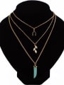 thumb Fashion Multi-layers Tooth shaped Stone Alloy Necklace 0