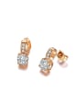 thumb All-match Rose Gold Plated Zircon Stud Earrings 0