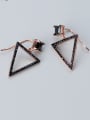 thumb 925 Sterling Silver With Rose Gold Plated Personality Triangle Hook Earrings 0