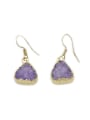 thumb Fashion Natural Purple Crystal Gold Plated Earrings 0