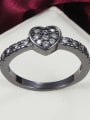 thumb Personality Black Gun Plated Heart Shaped Zircon Ring 2