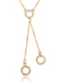 thumb Exquisite 18K Gold Plated Round Shaped Zircon Necklace 0