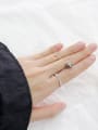 thumb Personalized Black Artificial Pearl Tiny Zirconias Silver Opening Ring 1