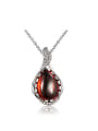 thumb Temperament Red Water Drop Shaped Opal Necklace 0