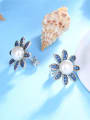 thumb Exquisite Flower Shaped Artificial Pearl Stud Earrings 1