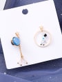 thumb Alloy With Rose Gold Plated Cute Astronaut Asymmetry Planet Moon Drop Earrings 2