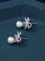 thumb Copper With Platinum Plated Cute Bowknot Stud Earrings 2