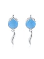 thumb Blue Fox Shaped Opal Stone Stud Earrings 0