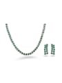 thumb High Quality Platinum Plated Green Zircon Two Pieces Jewelry Set 0