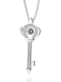 thumb Fashion Shiny Zirconias-studded Crown-key 925 Silver Pendant 0