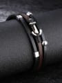 thumb Fashion Black Artificial Leather Ship Anchor Bracelet 2