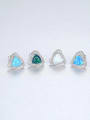 thumb 925 Sterling Silver With   Classic Multicolor Triangle Stud Earrings 0